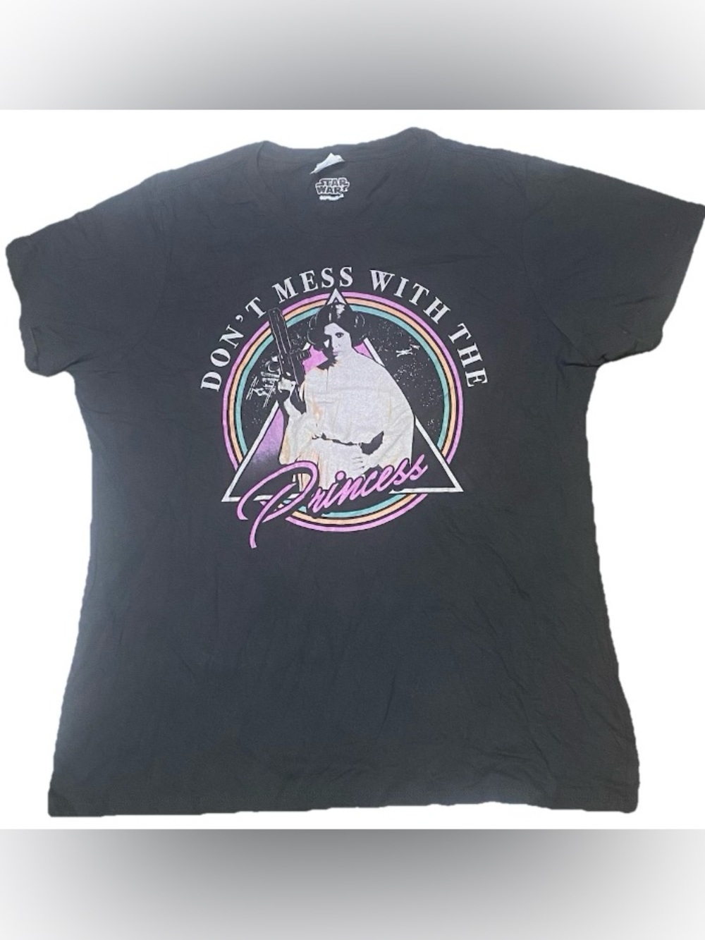 STAR WARS “Dont Mess With The Princess” Leia Licensed Women’s T-Shirt XL Black